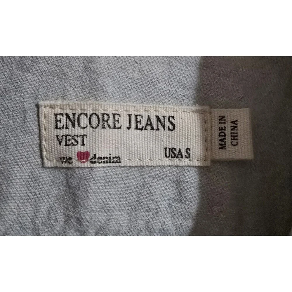 Denim Trucker Style Vest Womens Small Distressed Button Front Sleeveless Y2K New - Picture 8 of 16